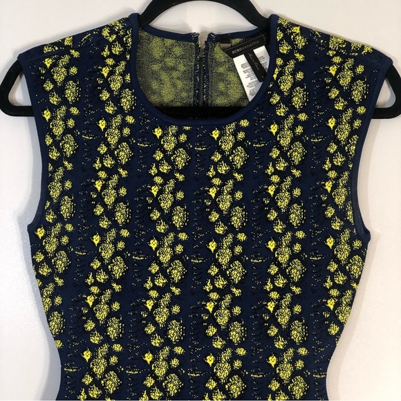 BCBGMAXAZRIA "Jose" Python Jacquard Bodycon Sheath Dress Blue Sleeveless - Picture 4 of 14